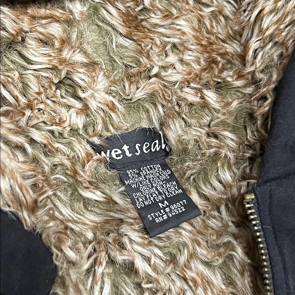 Y2K Wet Seal Black Jacket with Faux Fur Lining